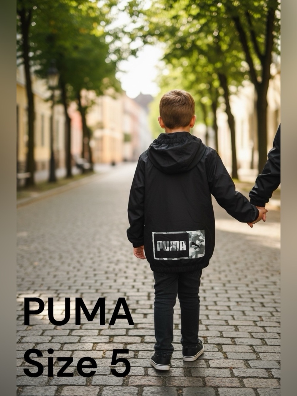 👛(ANY 2/$25) PUMA Black Windbreaker|Rain Jacket Size 5